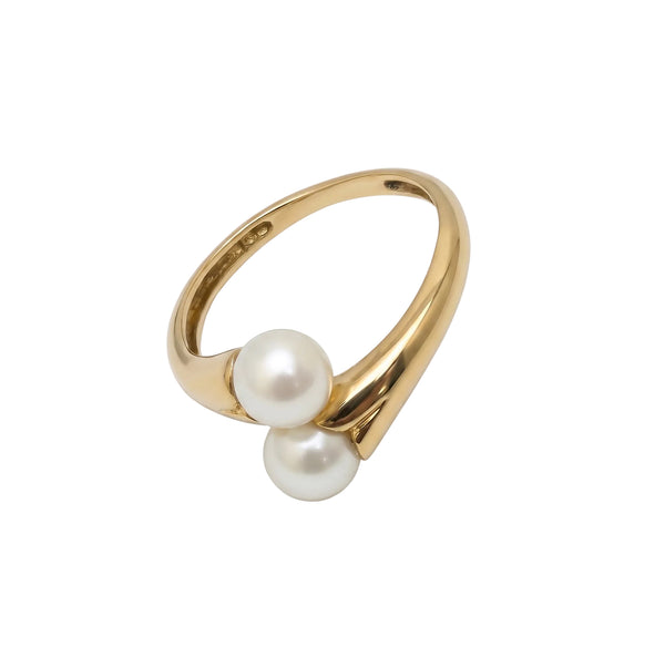 Bague en or jaune avec perles 18k Taille : 50