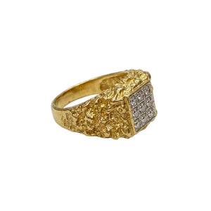 Chevalière en Or Jaune 18k avec Zirconium - Taille 68