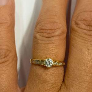 Bague Solitaire en Or Jaune avec Oxyde de Zirconium 18K Taille : 50