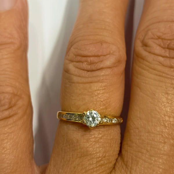 Bague Solitaire en Or Jaune avec Oxyde de Zirconium 18K Taille : 50