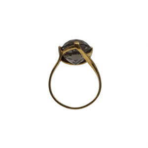 Bague en Or Jaune 18k avec Pierre Naturelle Blanche Taille : 53