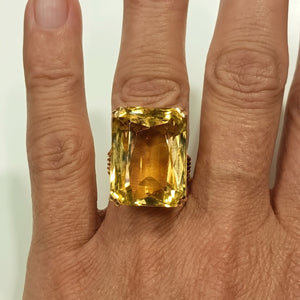 Solitaire en Or Jaune 14K avec Citrine - Taille 46