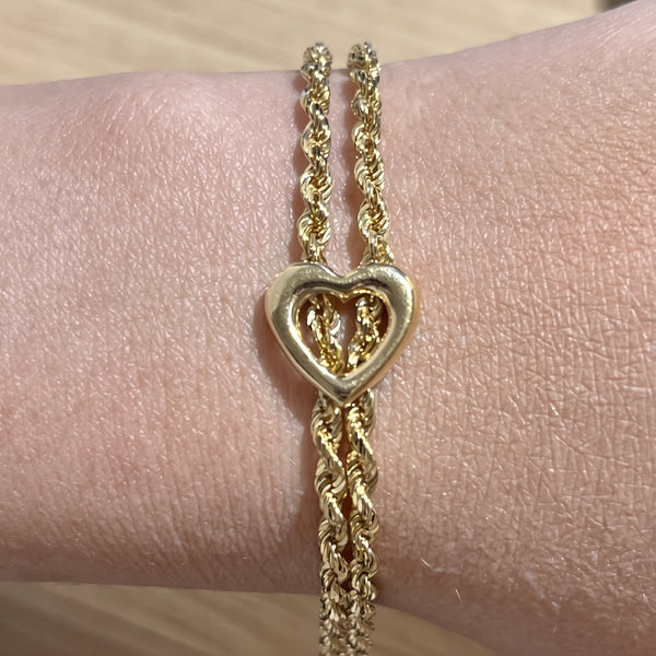 Bracelet Gourmette en Or Jaune avec Maille Corde Torsadé 18K