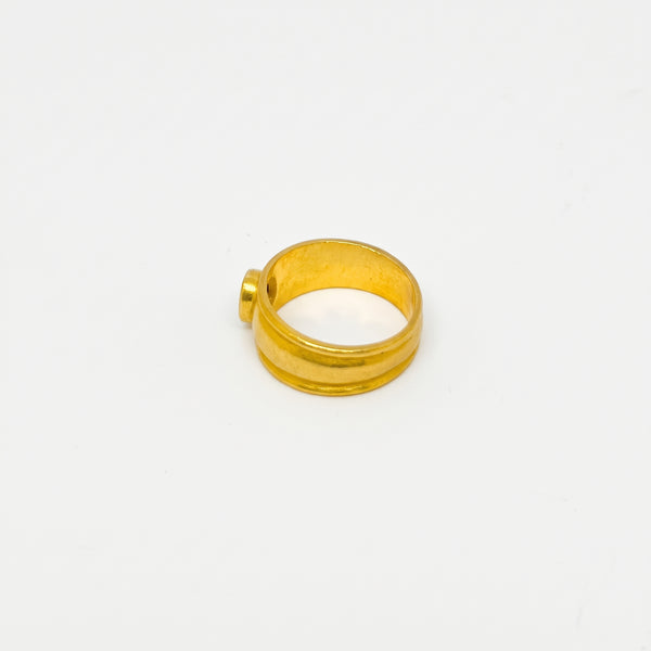 Bague Jonc Or Jaune 18K avec Saphir - Taille 52