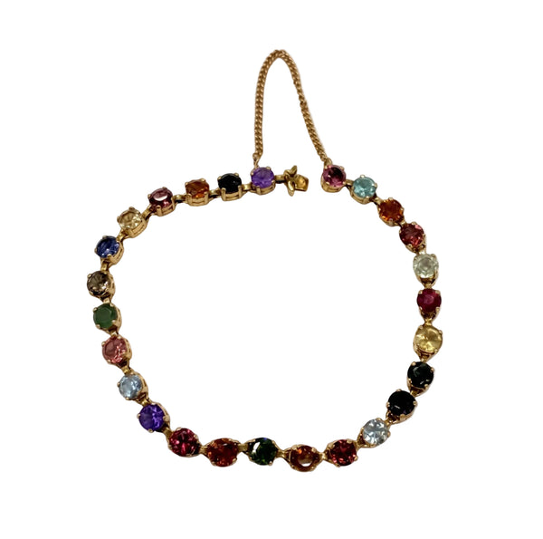 Bracelet en Or Jaune 18K avec Pierres de Couleurs