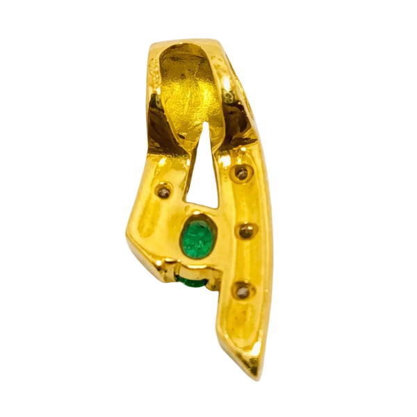 Pendentif Artisanal avec Oxyde de Zirconium & Diamants en Or Jaune 18K