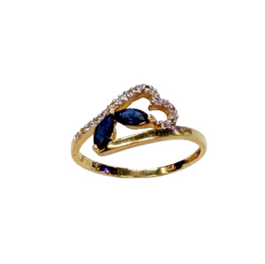 Bague en or jaune 18k, saphirs et diamants Taille 55