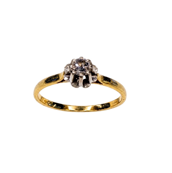 Bague Solitaire en Or Jaune et Blanc 18k Taille 54