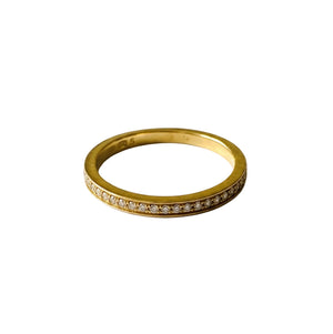 Bague Demi Tour en Or Jaune 18k avec Diamants - Taille  49