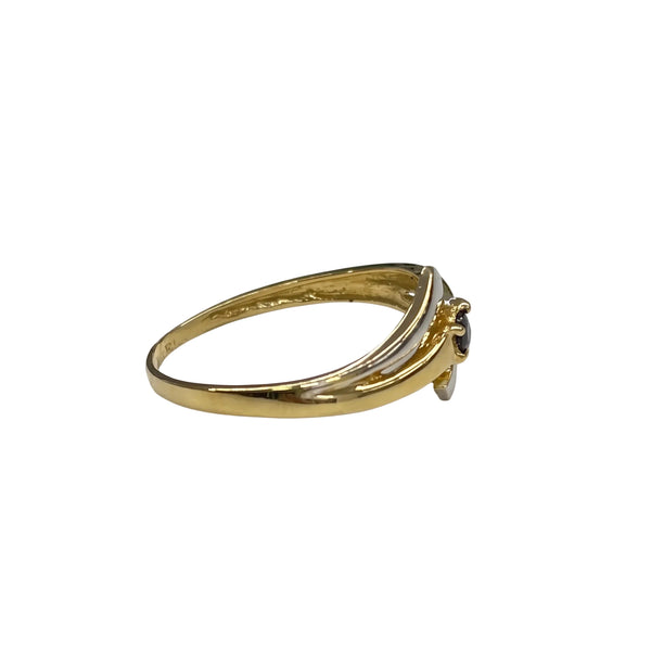 Bague en Or Jaune et Gris avec Saphir - Taille 53