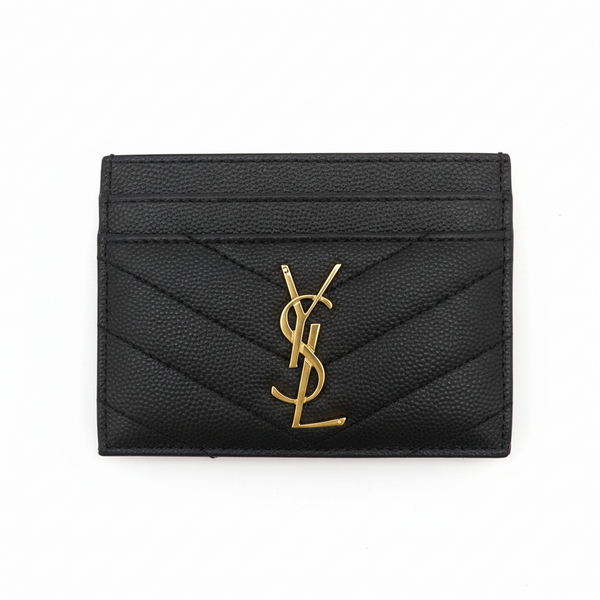 Porte-carte Saint Laurent Cassandre en cuir grain de poudre