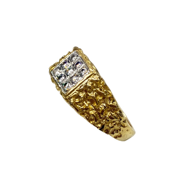 Chevalière en Or Jaune 18k avec Zirconium - Taille 68