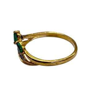 Bague en Or Jaune 18k avec Émeraudes et Diamants - Taille 53