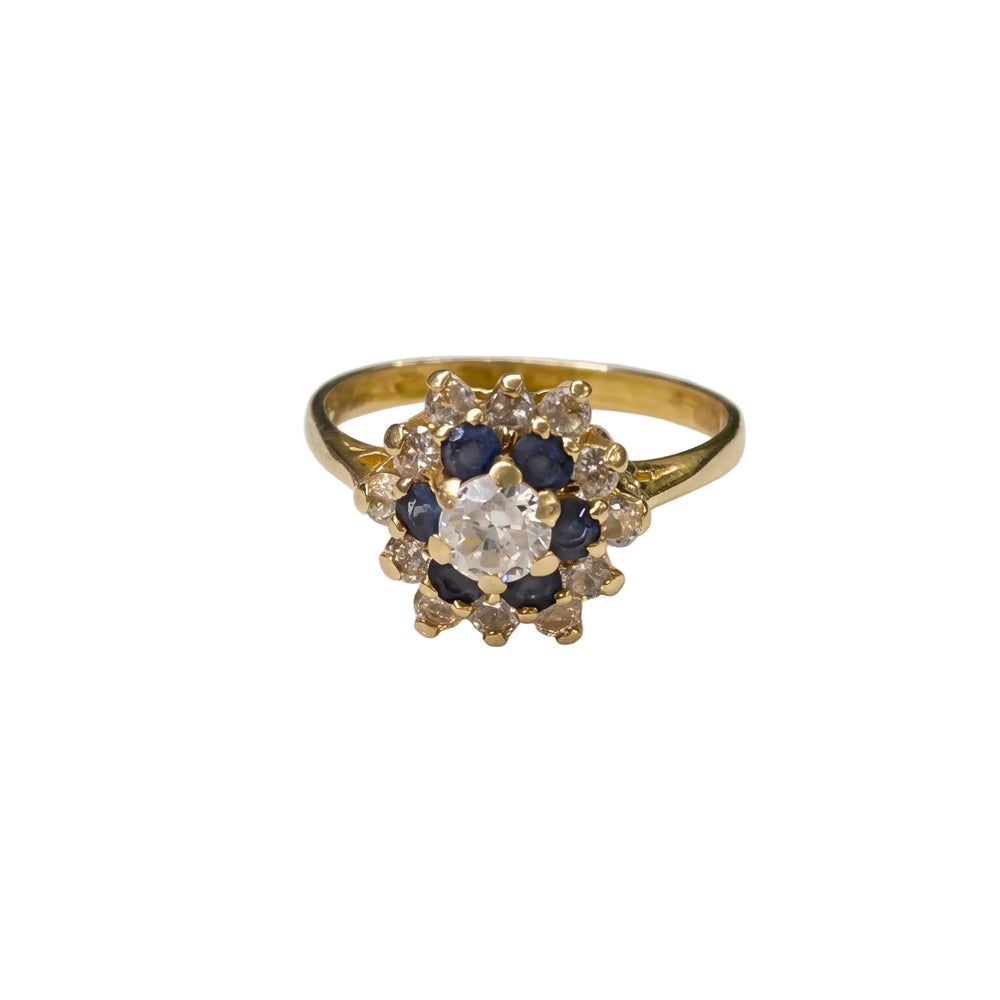 Bague Chou en Or Jaune 18k avec Saphirs et Zirconiums - Taille 54