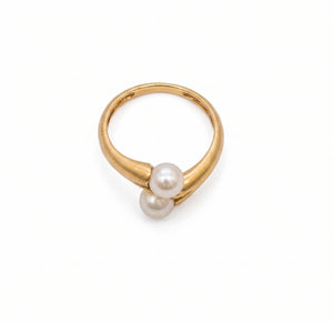 Bague en or jaune avec perles 18k Taille : 50