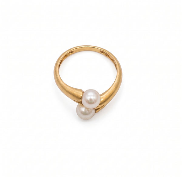 Bague en or jaune avec perles 18k Taille : 50