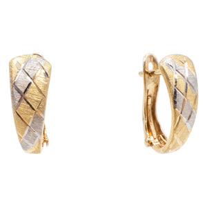 Boucles d'oreilles Dormeuse en Or Jaune et Blanc 18 K