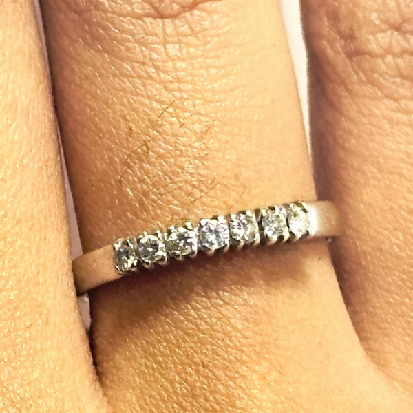 Bague Demi Tour Or Blanc 18 K avec 7 Diamants - Taille 56