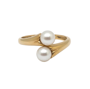 Bague en or jaune avec perles 18k Taille : 50