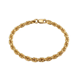 Gourmette en Or Jaune 18k Maille Corde