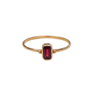 Bague en Or Jaune 18k avec Grenat Rouge - Taille 55