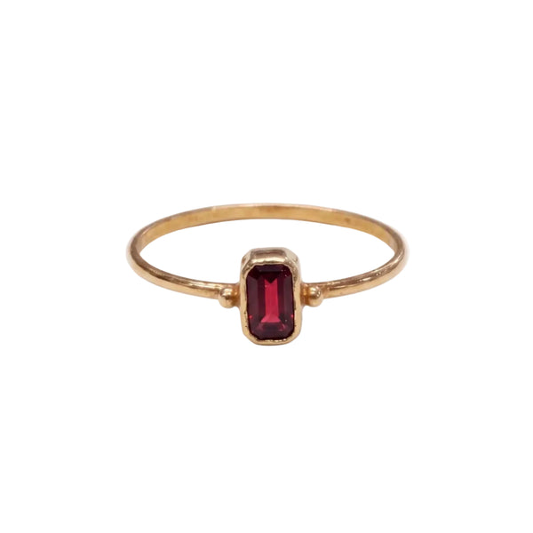 Bague en Or Jaune 18k avec Grenat Rouge - Taille 55