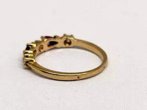 Bague Or Jaune 18 Carats avec Diamants et Rubis - Taille 51