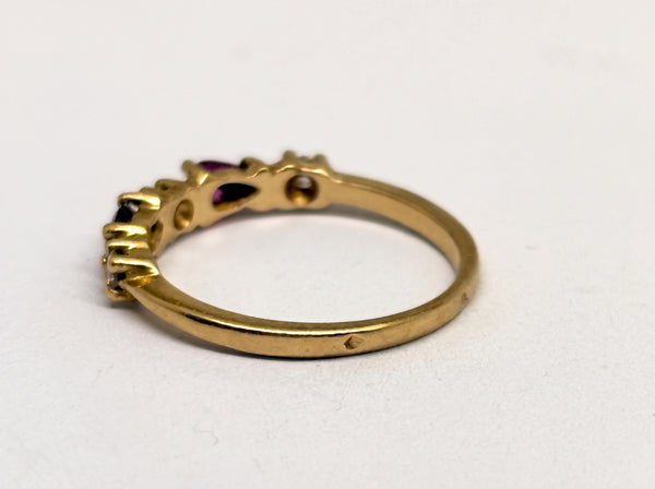 Bague Or Jaune 18 Carats avec Diamants et Rubis - Taille 51