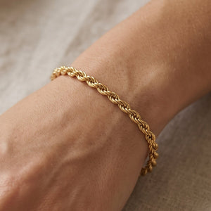 Gourmette en Or Jaune 18k Maille Corde