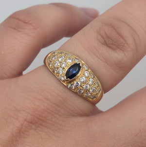 Bagues en or jaune saphir et zirconium Taille : 55