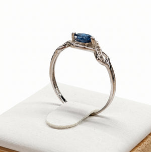Bague en Or Blanc 18k avec Diamants et Aigue-Marine - Taille 54