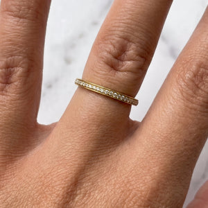 Bague Demi Tour en Or Jaune 18k avec Diamants - Taille  49