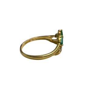 Bague en Or Jaune 18k avec Émeraudes et Diamants - Taille 53