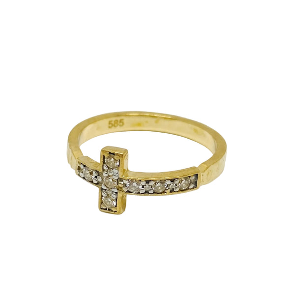Bague avec Zirconium en Or Jaune 14 Carats - Taille 52