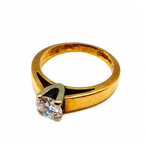 Bague Solitaire Or Jaune 18K Diamant - Taille 54