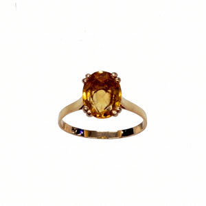 Bague en or jaune 18k avec citrine Taille 56