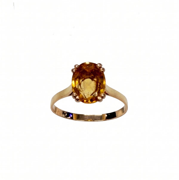Bague en or jaune 18k avec citrine Taille 56