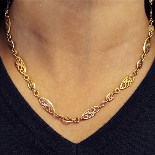 Collier Matinée Filigrane en Or Jaune 18K