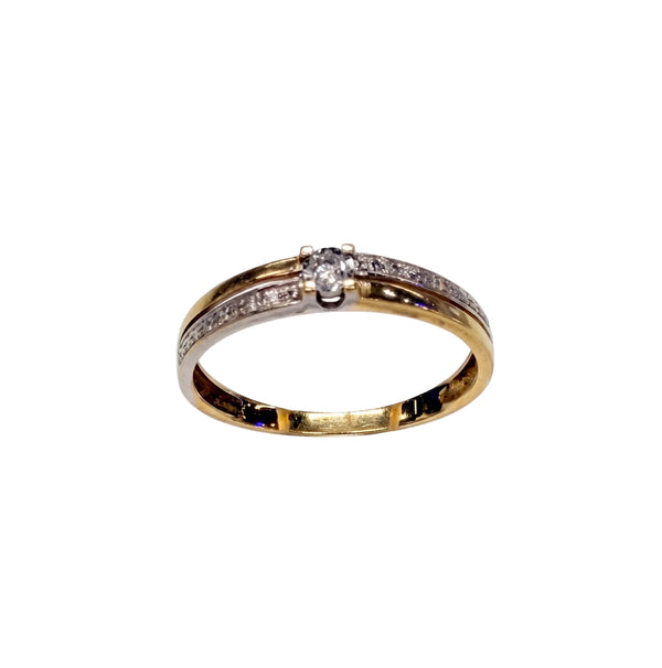 Bague en or Jaune et Blanc  18k avec diamants Taille 55