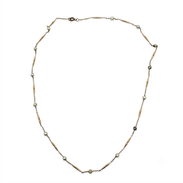 Collier Princesse en Or Jaune avec Perles Fantaisie 18k