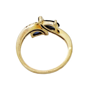 Bague en or jaune avec saphir et diamants Taille : 50