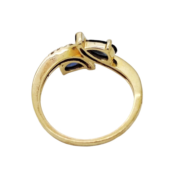 Bague en or jaune avec saphir et diamants Taille : 50