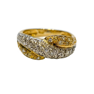 Bague avec Zirconium en Or Jaune et Or Blanc 18K - Taille 57