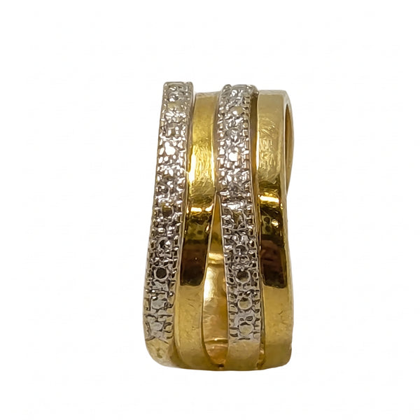 Bague Jonc en Or Jaune & Or Gris 18K avec Diamants 18K Taille : 50