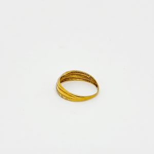 Bague en Or Jaune 18 Carats avec Éclats de Diamants - Taille 58