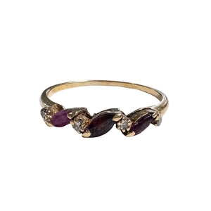 Bague en Or 18K avec Diamants et Rubis - Taille 53