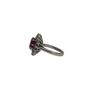 Bague Marguerite en Or Blanc avec Pierre Naturelle 18 K Taille : 53