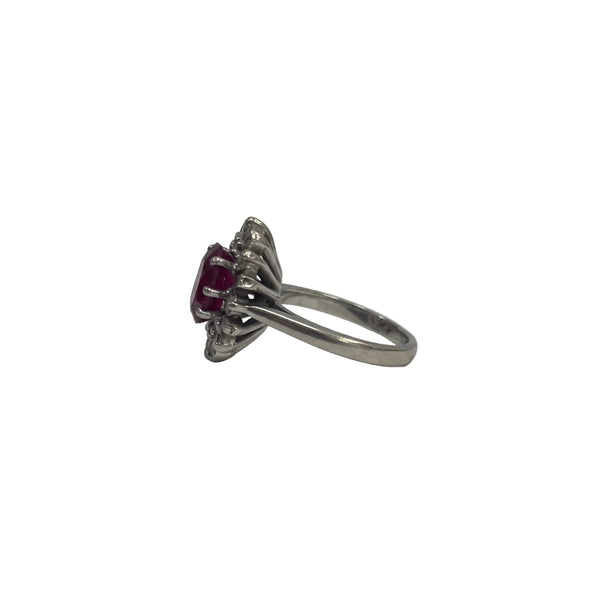Bague Marguerite en Or Blanc avec Pierre Naturelle 18 K Taille : 53