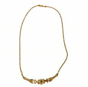 Collier Matinée Or Jaune 18k avec Saphir et Zirconium