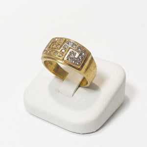 Bague Tank en Or Jaune avec Diamants 18K Taille : 58